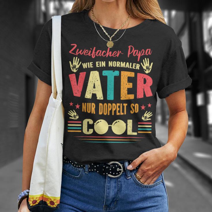 Double Father Hoch 2 Papaon Zwei Kinder Double Papa T-Shirt Geschenke für Sie