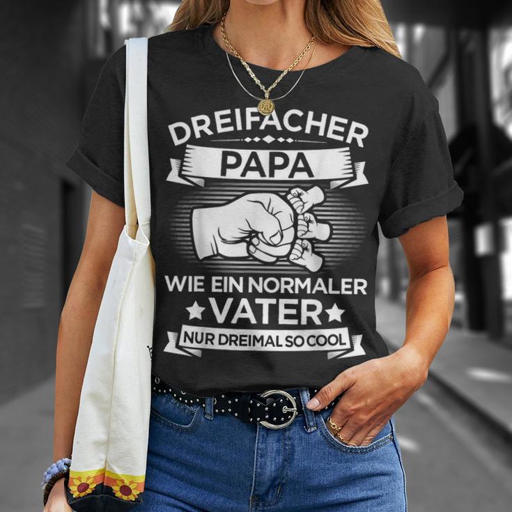 Dreifacher Papaater 3 Kinder Zumatertag Geburtstag T-Shirt Geschenke für Sie