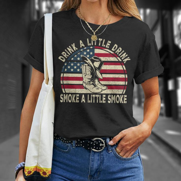 Drink A Little Drink Smoke A Little Smoke Retro Cowboy Hat T-Shirt Gifts for Her