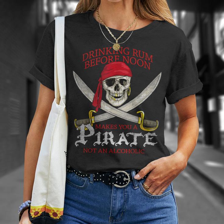 Drinking Rum Before Noon Makes You A Pirate Distressed T-Shirt Gifts for Her