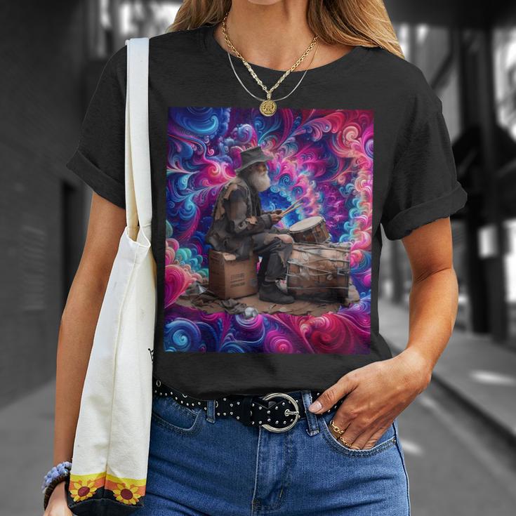 Drumming Tess Für Die Old Man Psychedelic Street Drummers T-Shirt Geschenke für Sie