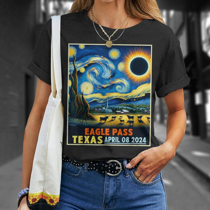 Eagle Pass Texas Total Solar Eclipse 2024 Starry Night T-Shirt Gifts for Her