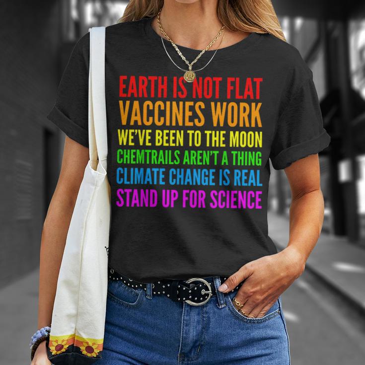 Earth Not Flat Climate Change Real Vaccine Work T-Shirt Gifts for Her