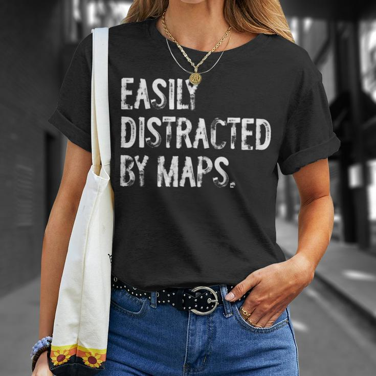 Easily Distracted By Maps Geography T-Shirt Gifts for Her