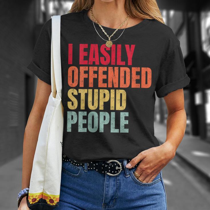 I Easily Offended Stupid People Vintage T-Shirt Gifts for Her