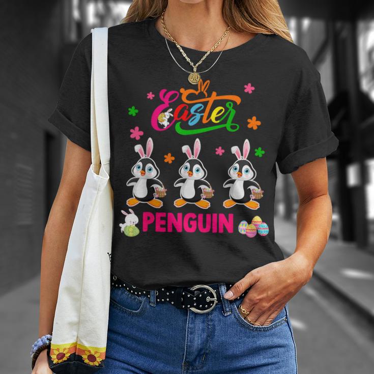 Easter Penguin Three Cute Bunny Penguins Hunting Eggs Basket T-Shirt Gifts for Her