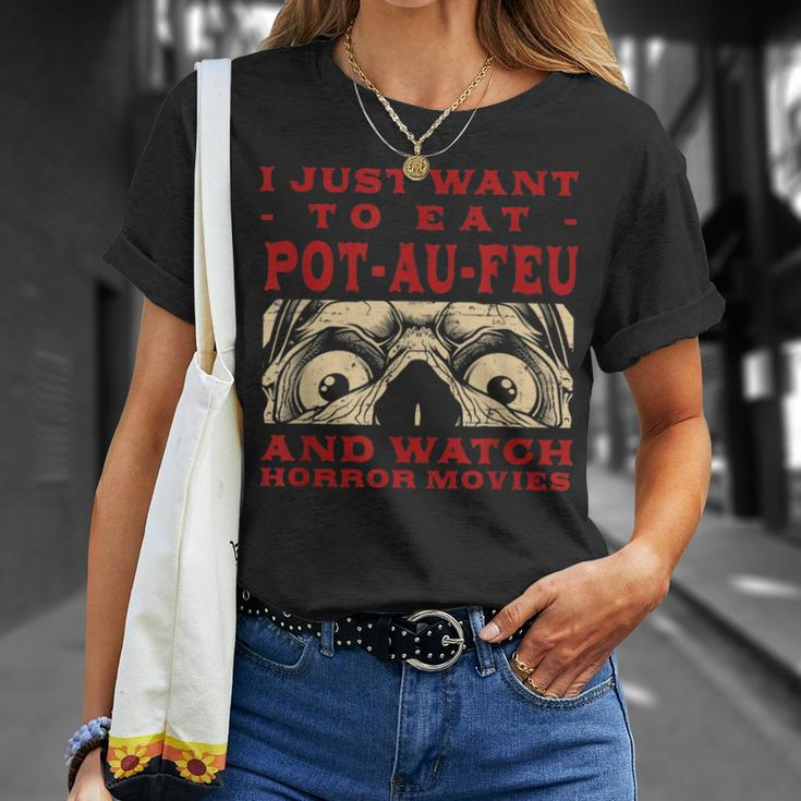 Eat Pot-Au-Feu And Watch Horror Movies French Beef Stew T-Shirt Gifts for Her