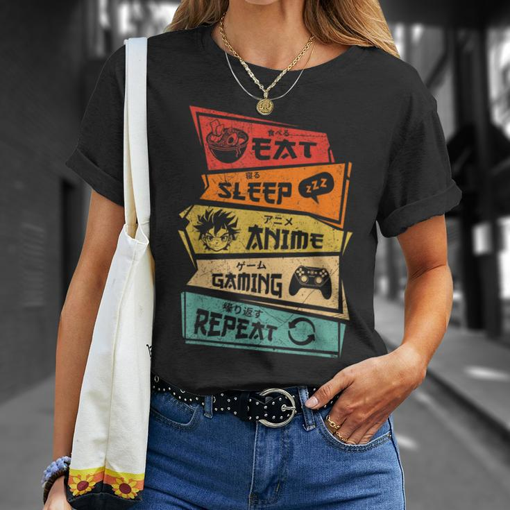 Eat Sleep Anime Gaming Repeat Anime Lover Gamer Fan T-Shirt Gifts for Her