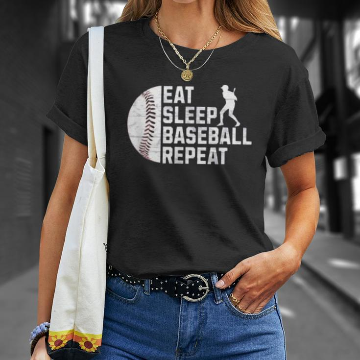 Eat Sleep Baseball Repeat Boys Kid Baseball Player T-Shirt Gifts for Her