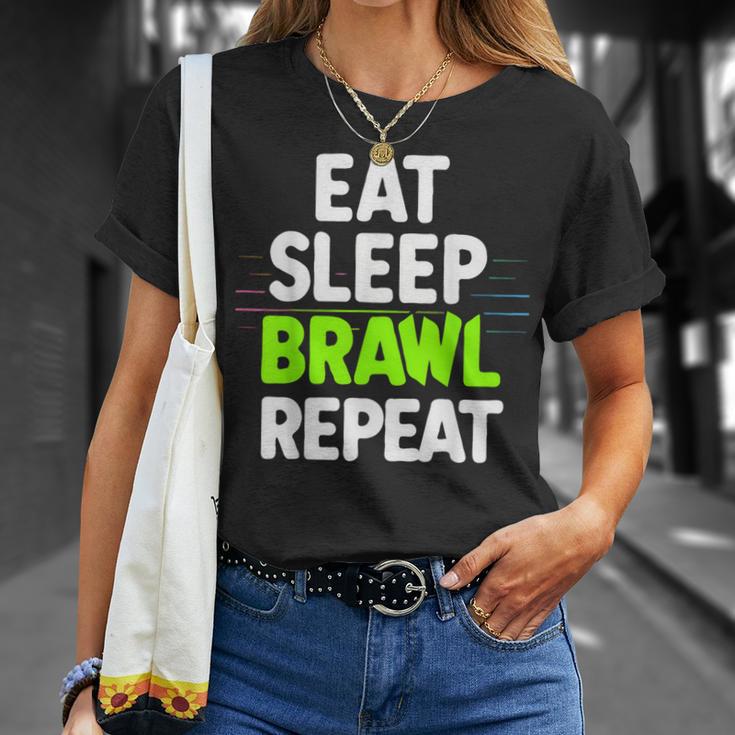 Eat Sleep Brawl Repeat Lustigesideospiel T-Shirt Geschenke für Sie