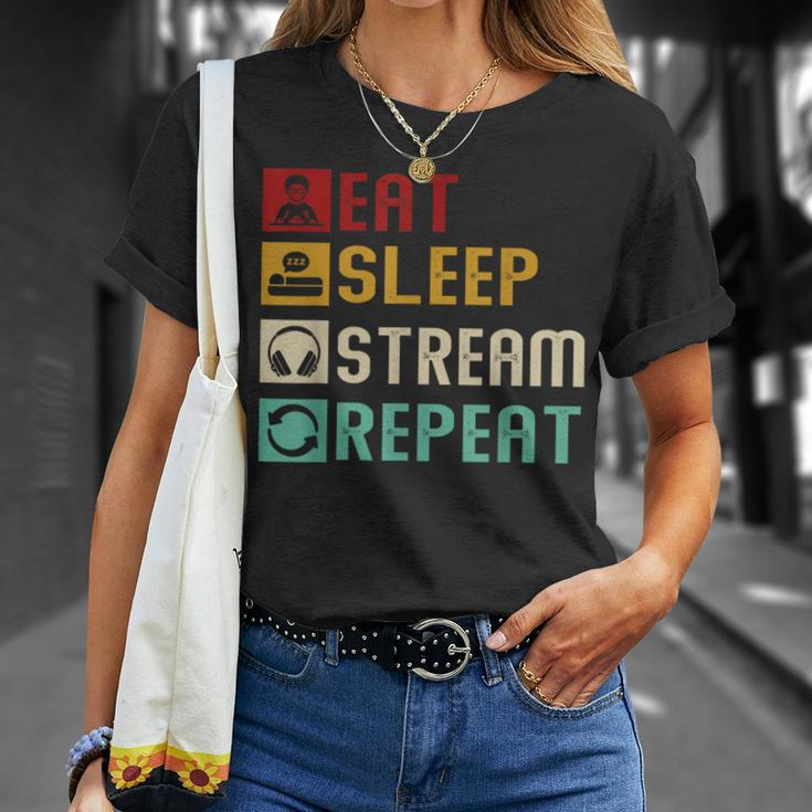 Eat Sleep Stream Repeat Streaming Gaming Streamer Vintage T-Shirt Gifts for Her