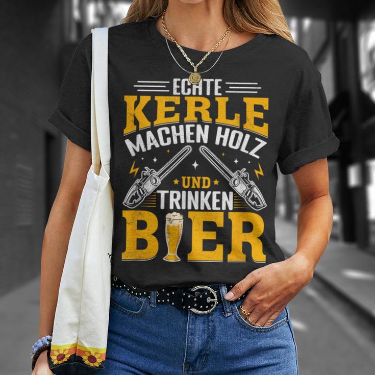 Echte Kerle Machen Holz Und Trinken Bier T-Shirt Geschenke für Sie