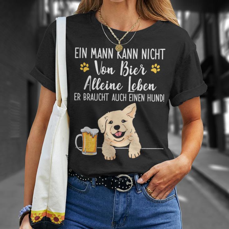 Ein Mann Kann Nichton Bier Alleine Leben Dog Dad Dog T-Shirt Geschenke für Sie