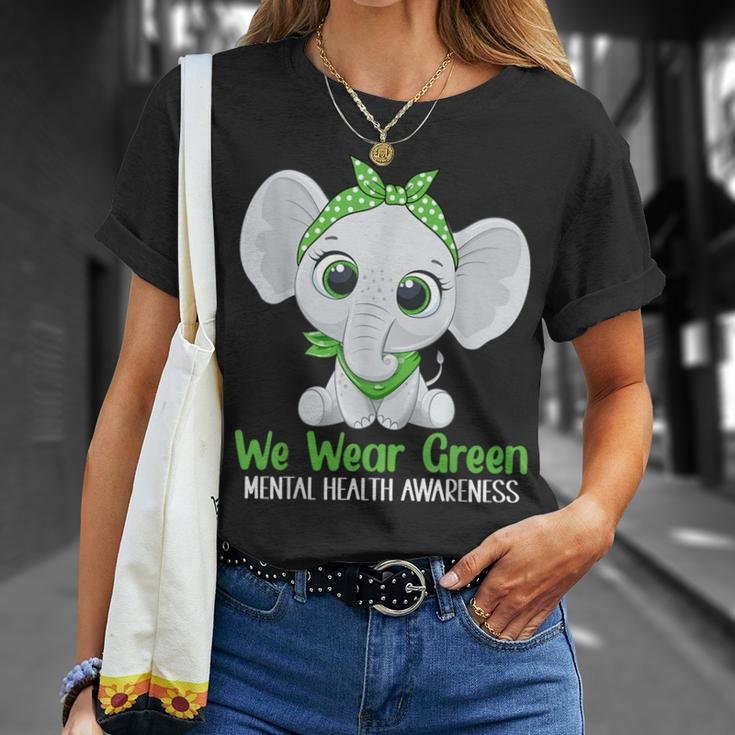 Elehant Mental Health Awareness Green Ribbon T-Shirt Gifts for Her