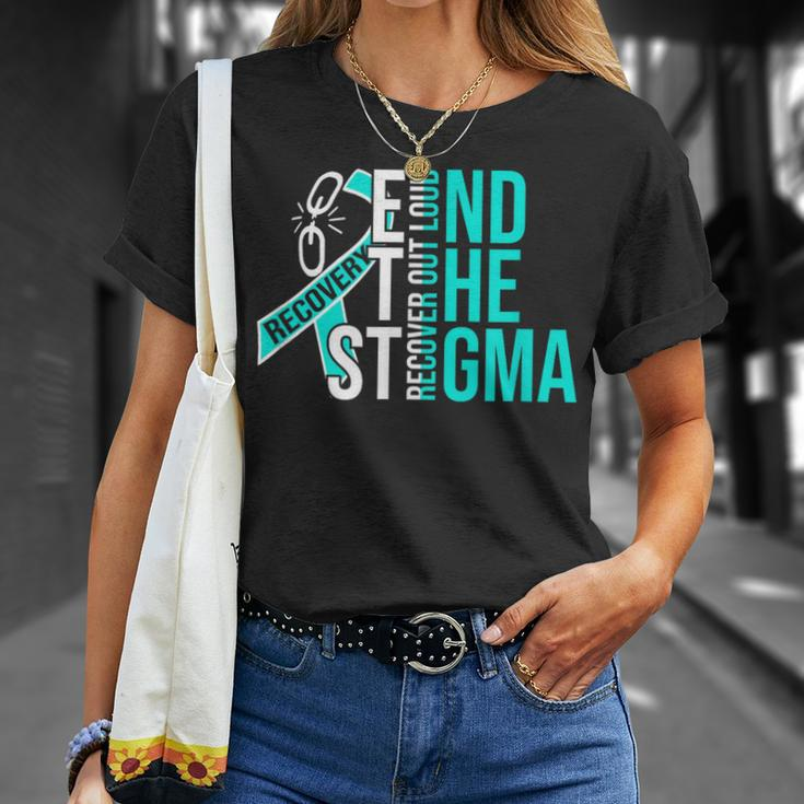 End The Stigma Recover Out Loud Aa Na Addiction Recovery T-Shirt Gifts for Her