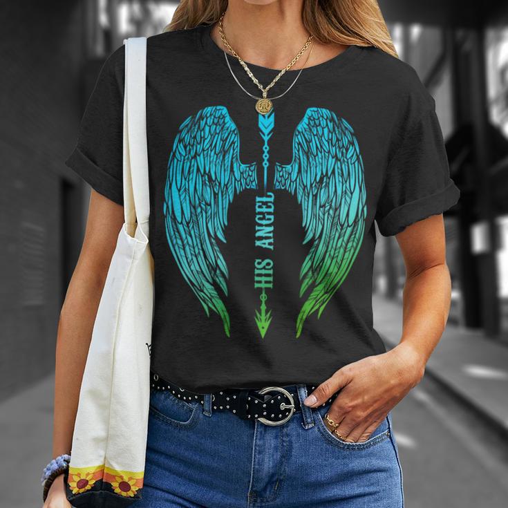 Engelsflügel Herren T-Shirt Schwarz His Angel Aufschrift, Geschenk für Ihn Geschenke für Sie