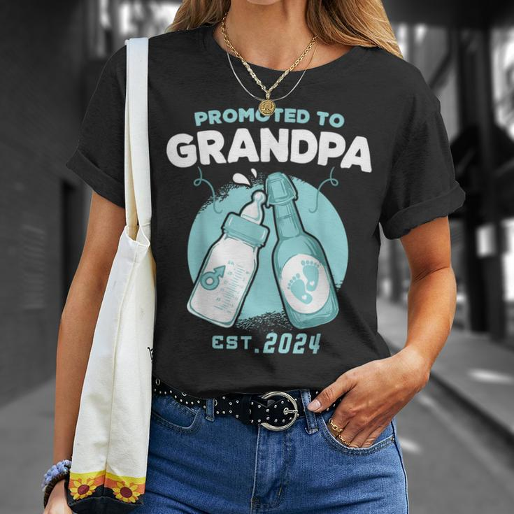 Est 2024 Grandpa Promoted To Grandpa Baby Boys Father's Day T-Shirt Gifts for Her