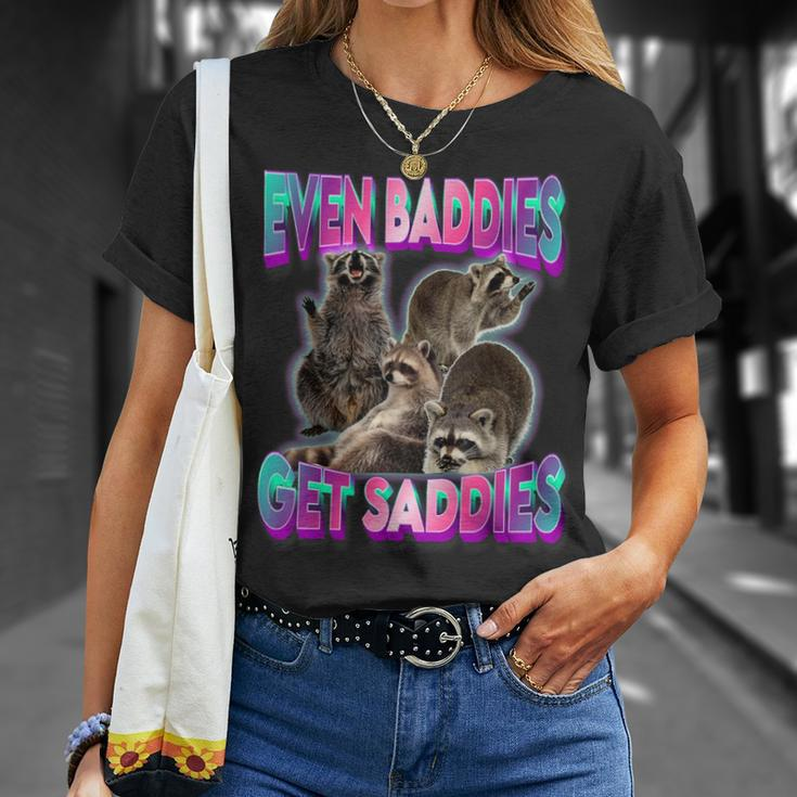 Even Baddies Get Saddies Raccoon Oddly Specific Meme T-Shirt Gifts for Her