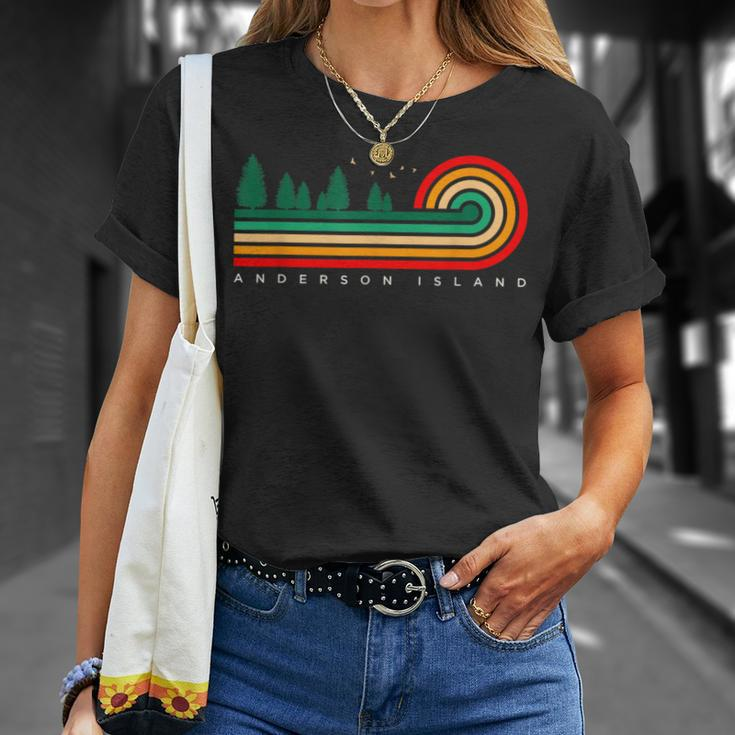 Evergreen Vintage Stripes Anderson Island Washington T-Shirt Gifts for Her