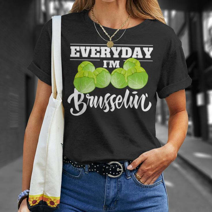 Everyday I'm Brusselin Cute Food Pun Vegan Lover T-Shirt Gifts for Her