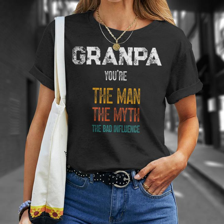 Father's Day Granpa The Man The Myth The Bad Influence T-Shirt Gifts for Her