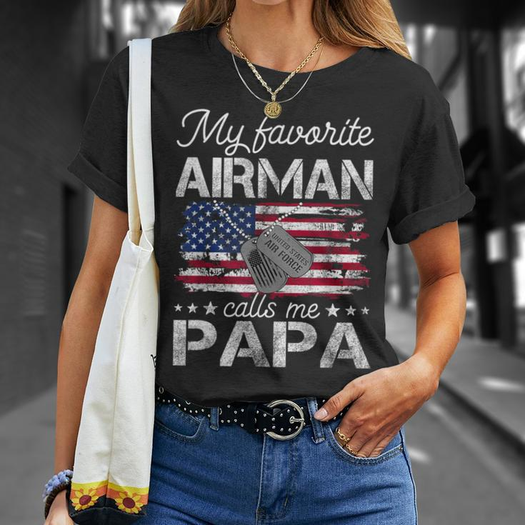 My Favorite Airman Calls Me Papa Proud Us Air Force Papa T-Shirt Gifts for Her