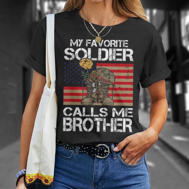 My Favorite Soldier Calls Me Brother Proud Army Bro T-Shirt Gifts for Her