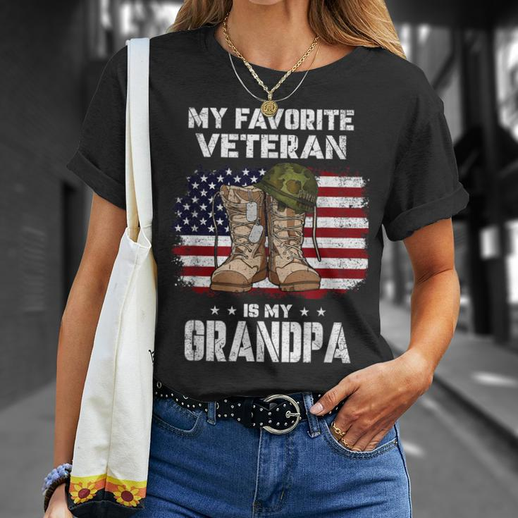 My Favorite Veteran Is My Grandpa American Flag Veterans Day T-Shirt Gifts for Her