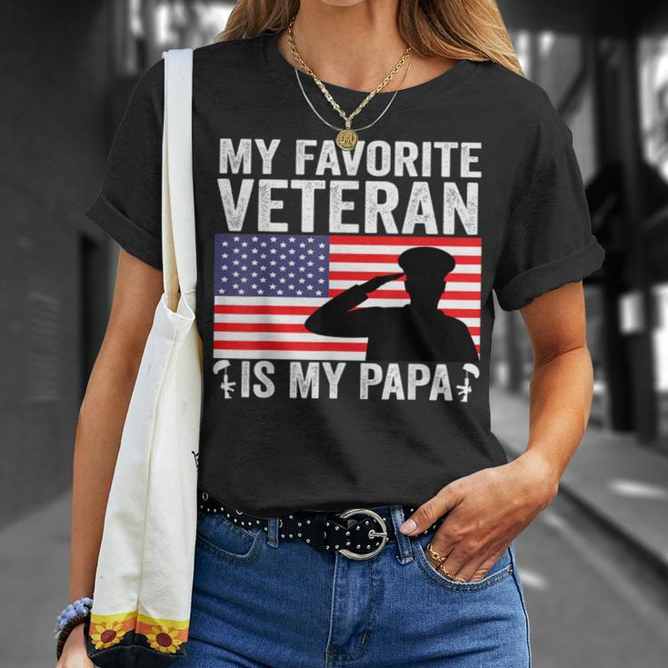 My Favorite Veteran Is My Papa Us Flag Father Veterans T-Shirt Gifts for Her