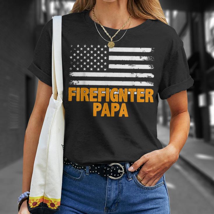 Feuerwehrmann Papa Amerikanische Flaggeatertag T-Shirt Geschenke für Sie