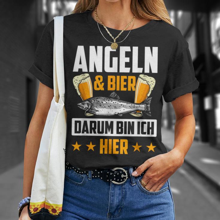 Fischen & Bier Darum Bin Ich Hier Fischen T-Shirt Geschenke für Sie