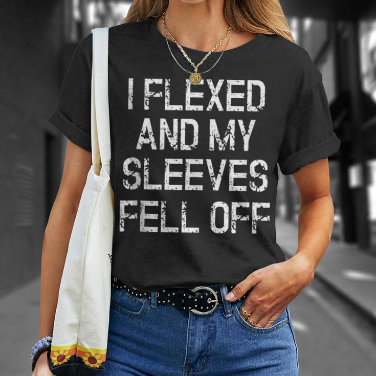 I Flexed And My Sleeves Fell Off Fun Sleeveless Gym Workout T-Shirt Gifts for Her