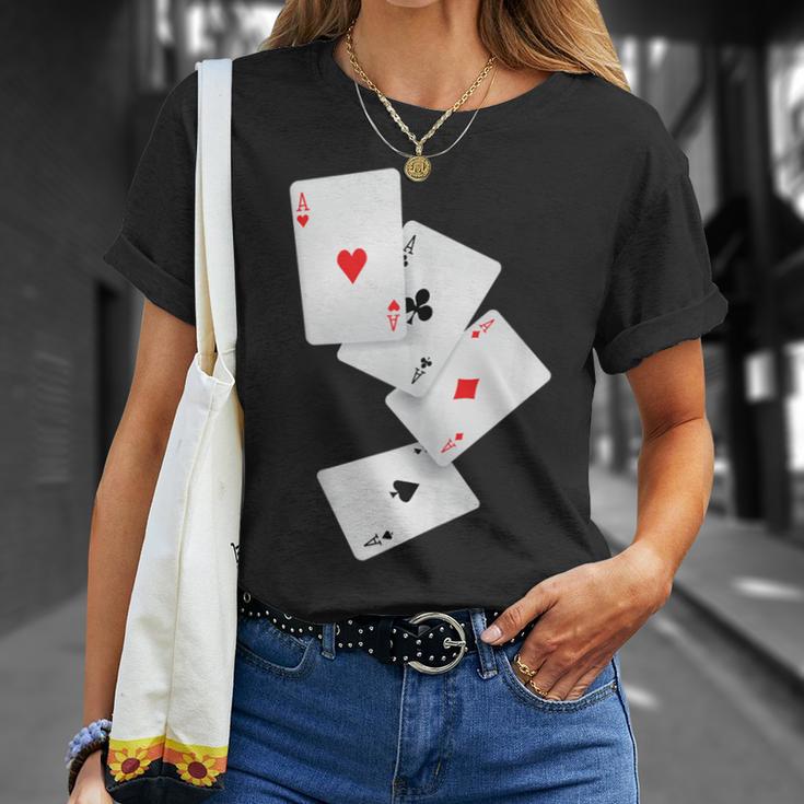 Four Aces Poker Pro Lucky Player Winner Costume Hand T-Shirt Gifts for Her