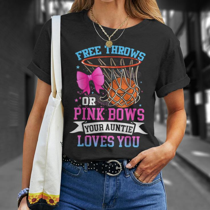 Free Throws Or Pink Bows Your Auntie Loves You Gender Reveal T-Shirt Gifts for Her