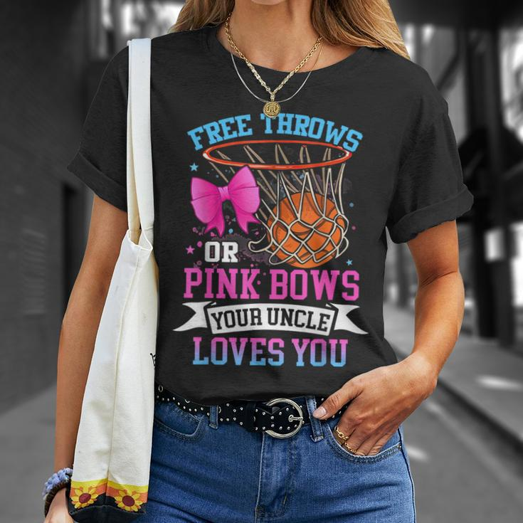 Free Throws Or Pink Bows Your Uncle Loves You Gender Reveal T-Shirt Gifts for Her