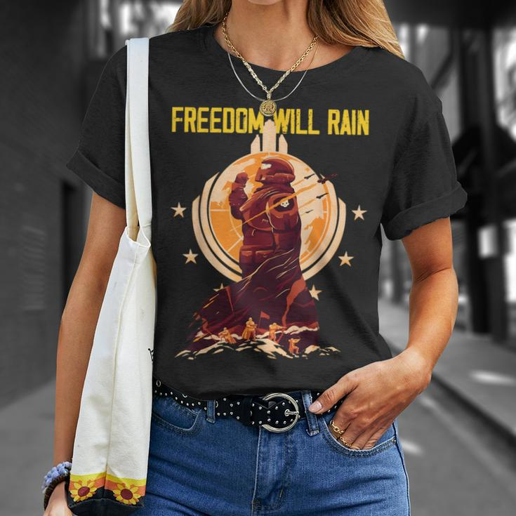 Freedom Will Rain Hell Of Diver Helldiving Lovers Outfit T-Shirt Gifts for Her