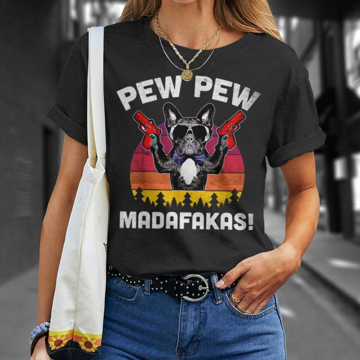 Frenchie Pew Pew Madafakas Vintage French Bulldog Church T-Shirt Geschenke für Sie