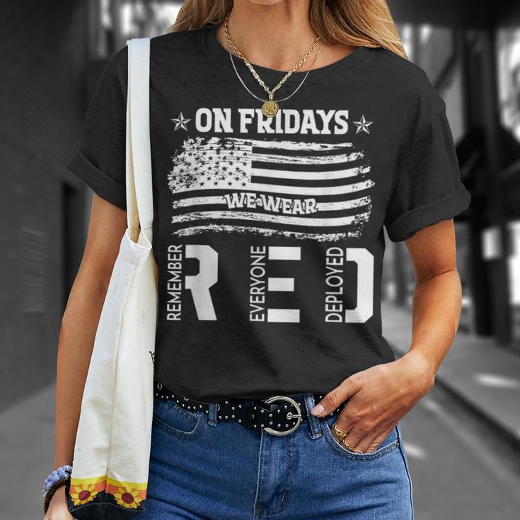 On Friday We Wear Red American Flag Military Supportive T-Shirt Gifts for Her