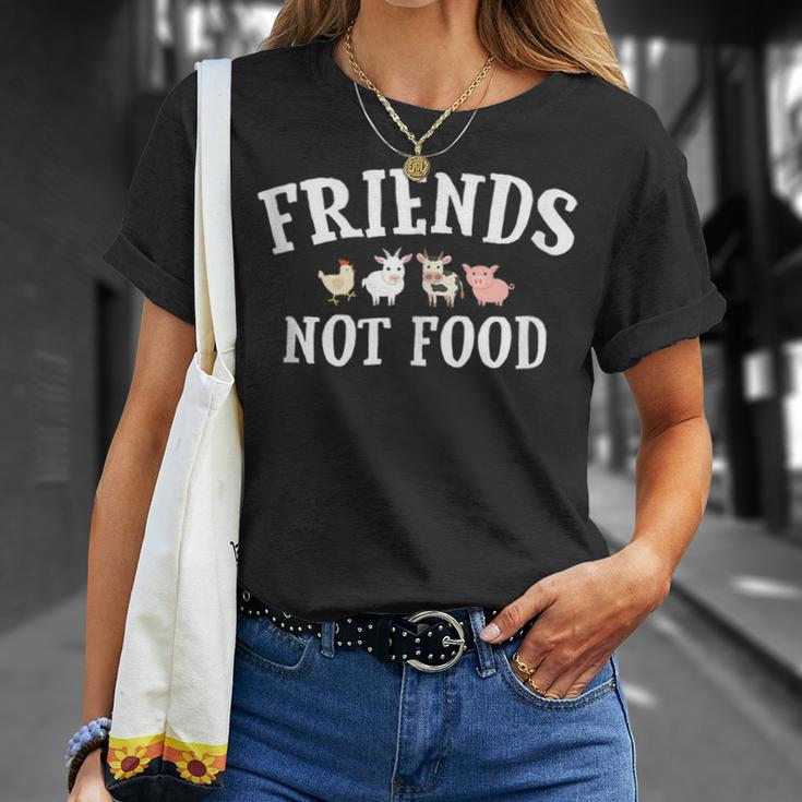 Friends Not Food Don't Eat Animals Vegetarian Vegan T-Shirt Gifts for Her