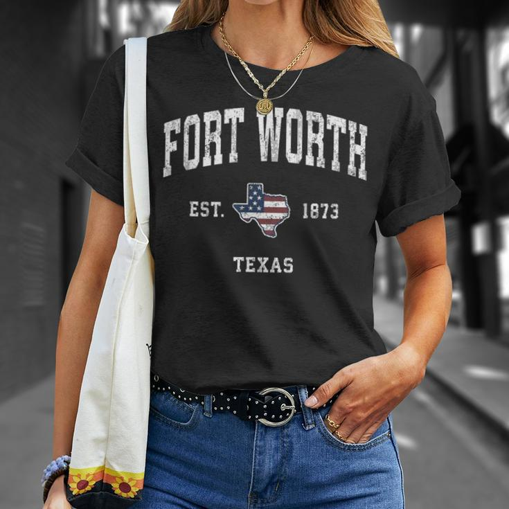 Ft Fort Worth Texas Tx Vintage American Flag Sports T-Shirt Gifts for Her