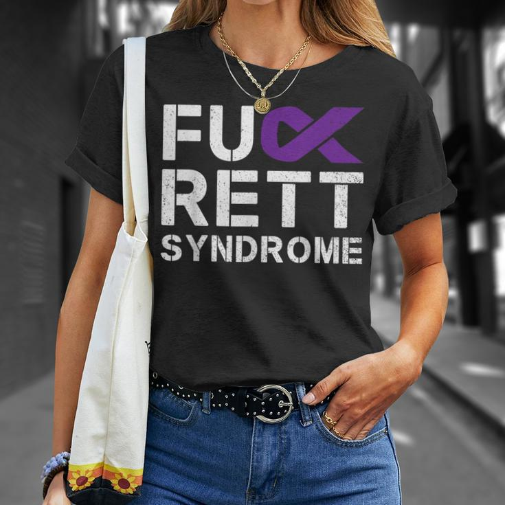 Fuck Rett Syndrome Awareness Purple Ribbon Warrior Fighter T-Shirt Gifts for Her