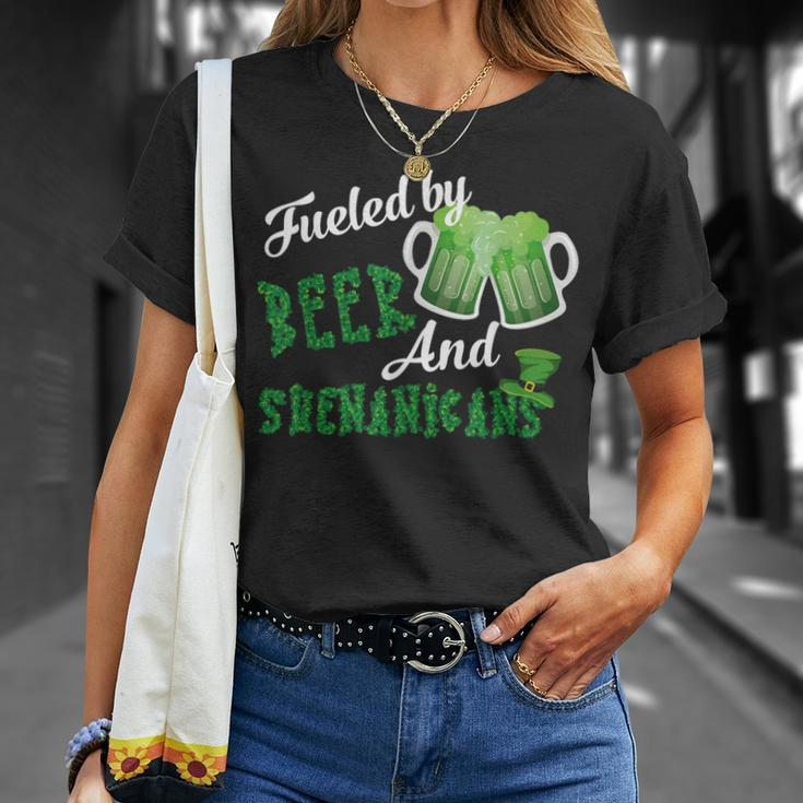 Fueled By Beer And Shenanigans St Patricks Day Beer T-Shirt Gifts for Her