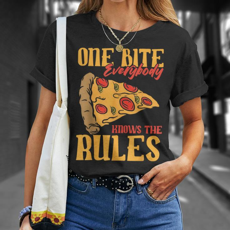 1 Bites Pizza Everybody Knows The Rules Food Lover T-Shirt Gifts for Her