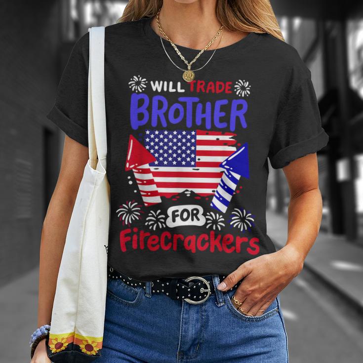 4Th Of July Will Trade Brother For Firecrackers Girls T-Shirt Gifts for Her