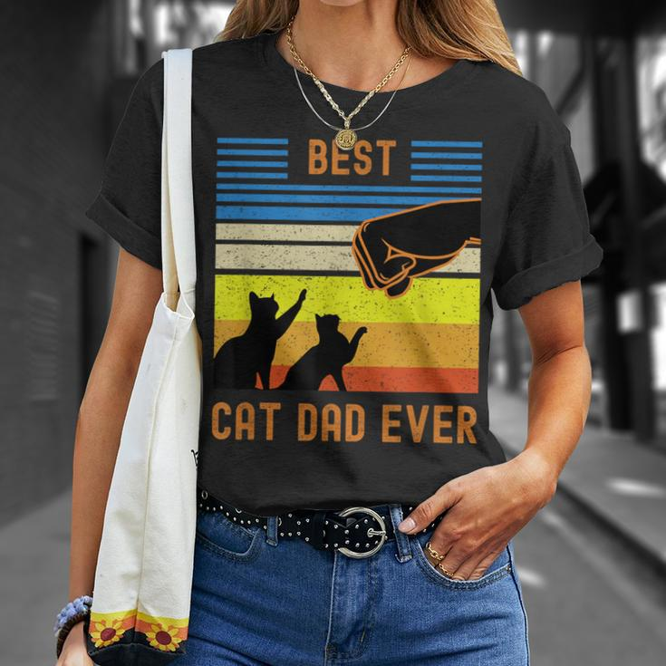Best Cat Dad Ever Vintage Retro Cat Fist Bump T-Shirt Geschenke für Sie