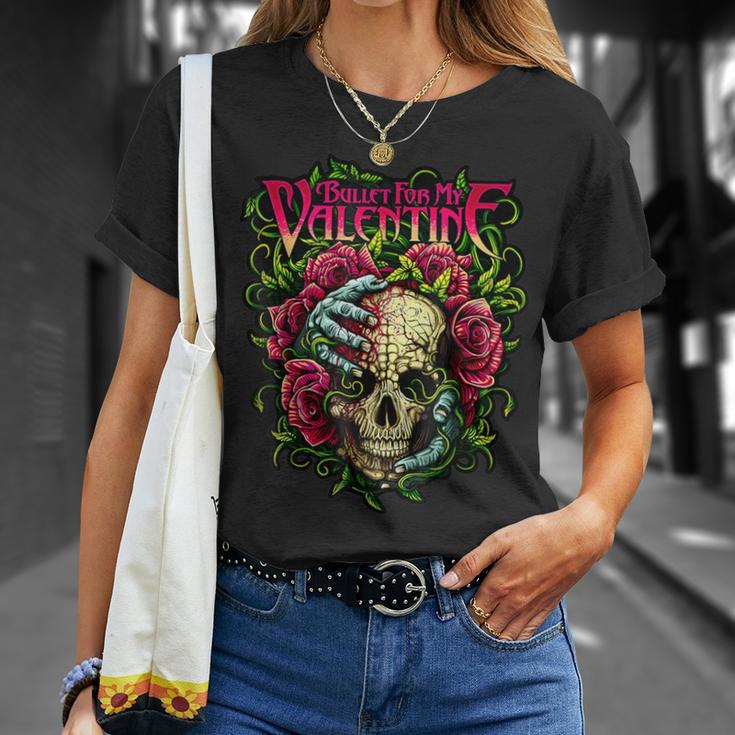 Bullet My Valentine Skull Roses And Red Blood Horror T-Shirt Gifts for Her