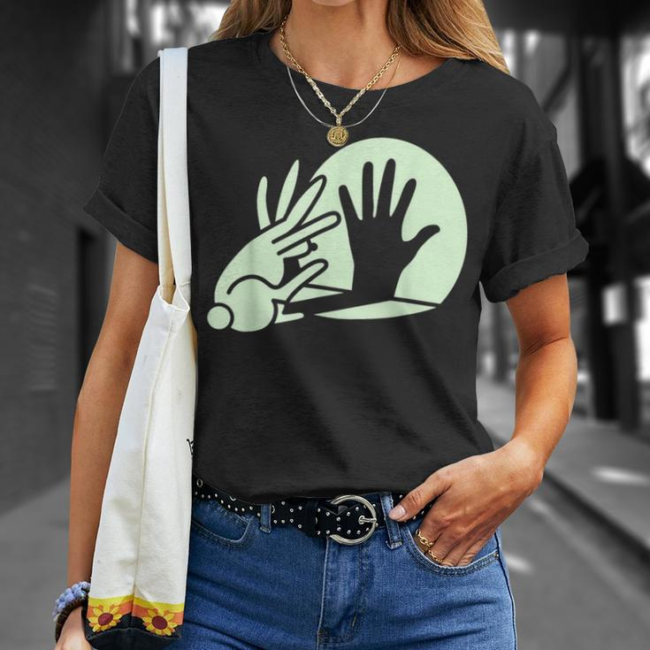 Bunny Hand Shadow Puppet Rabbit Humor T-Shirt Gifts for Her