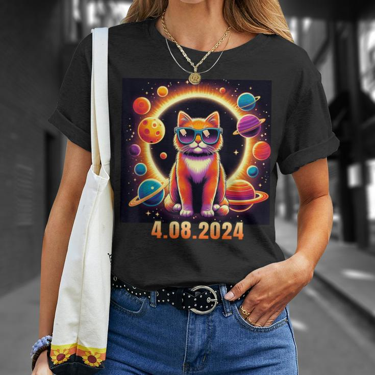 Cat With Glasses Solar Eclipse T-Shirt Gifts for Her