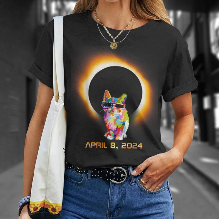 Cat Total Solar Sun Eclipse 2024 Totality Spring April T-Shirt Gifts for Her