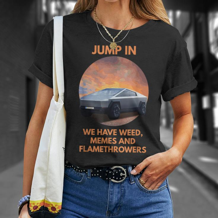 Cybertrucks Weed Memes And Flamethrowers T-Shirt Gifts for Her